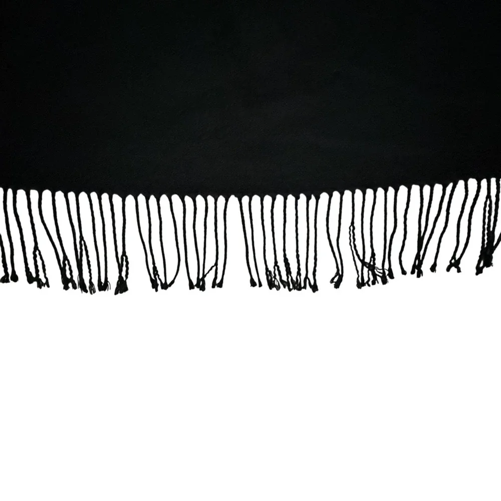Victoria's Secret Throw‎ Blanket Size 50x50 Black Heart Logo Fringe Cozy